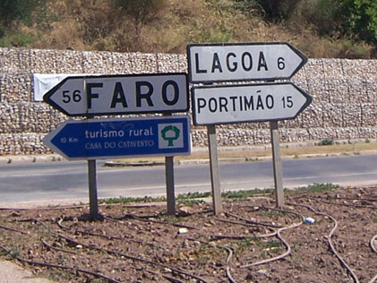 Road Sign to Faro Portugal
