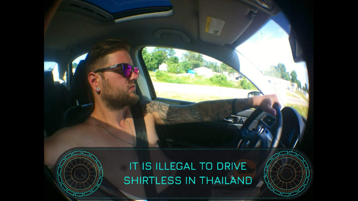 It's illegal to drive topless in Thailand