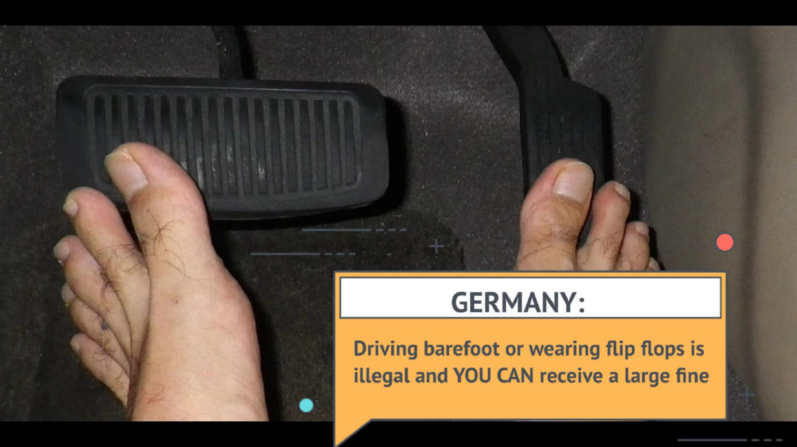 Driving barefoot in Germany is illegal