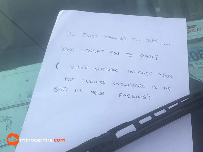 funny parking note blind