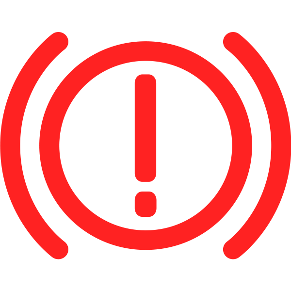 Brake warning symbol in red