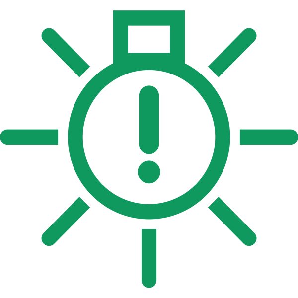 Interior light warning in green