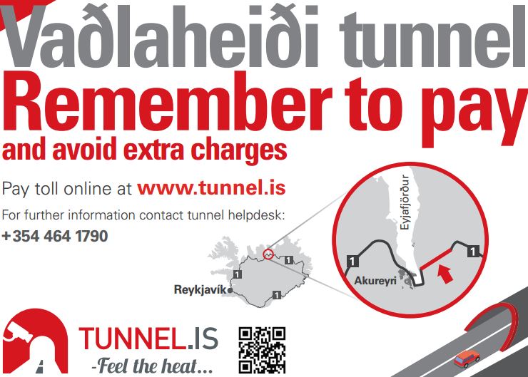 Vadlaheidi Tunnel Toll Warning