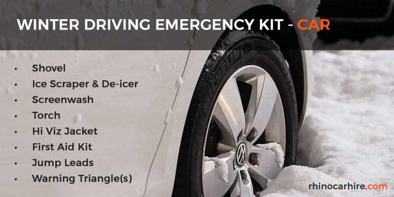 winter driving emergency kit for car