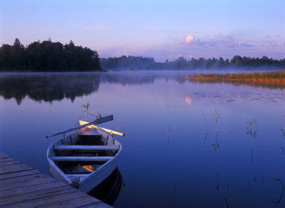 Lake in Latvia with Boat