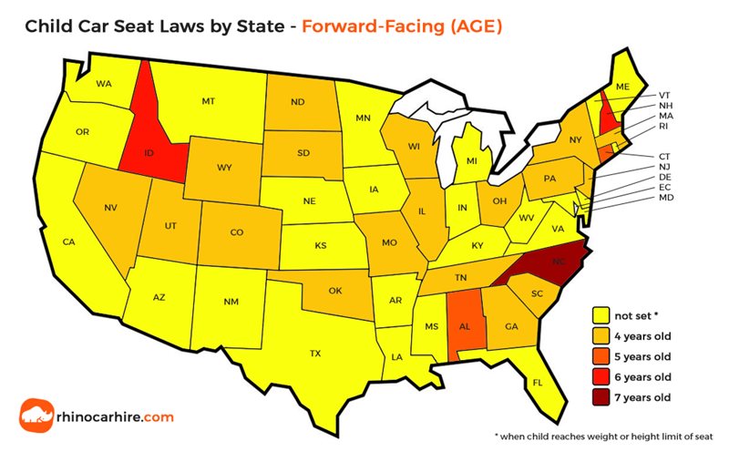 child car seat laws in us by state