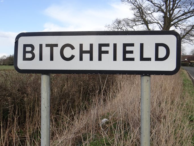 bitchfield funny road sign
