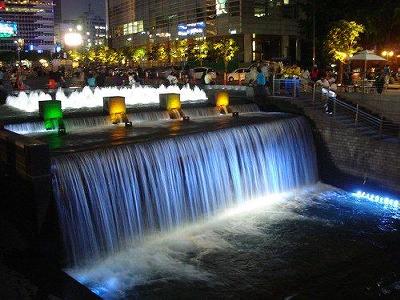 South Korea - Waterfall at Night