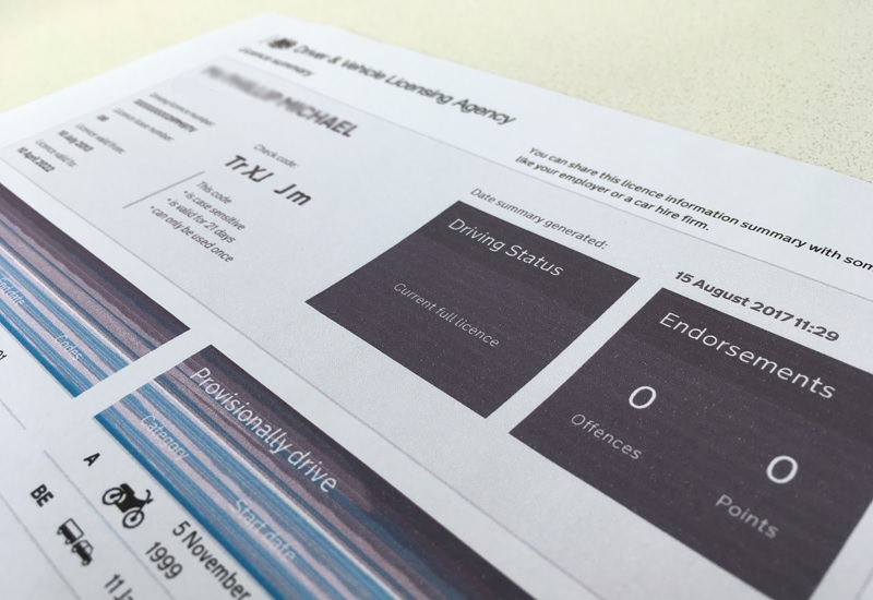 driving licence check code