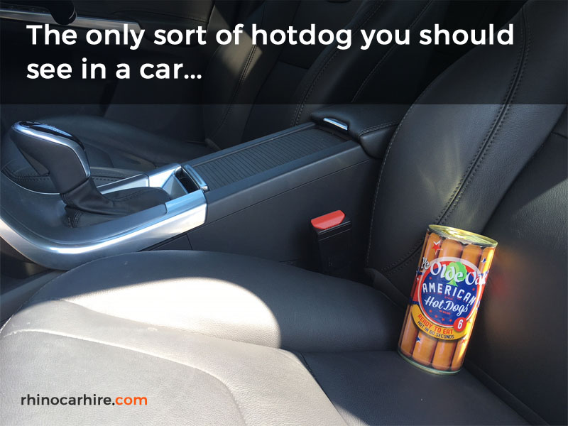 hot dog in a car