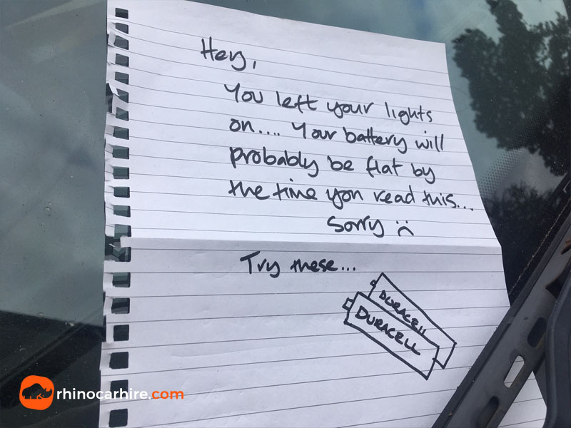 funny parking note battery
