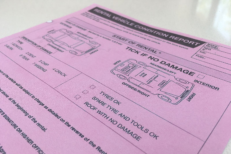 rental car condition report