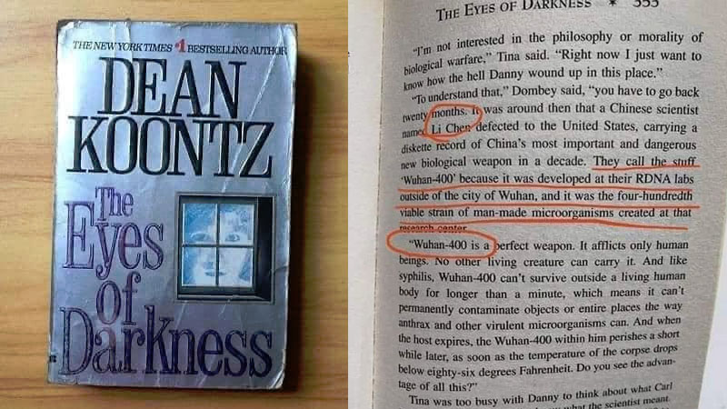 coronavirus predicted by dean koontz the eyes of darkness
