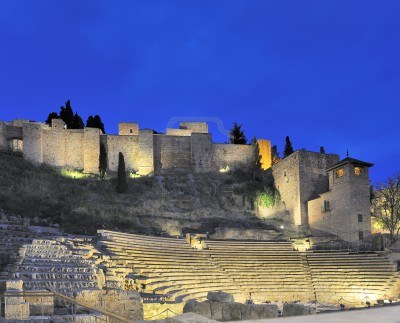 Roman Theatre Malaga at night