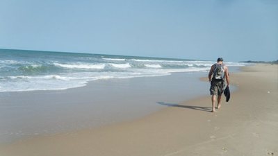 Walking on the Beach in the Gambia