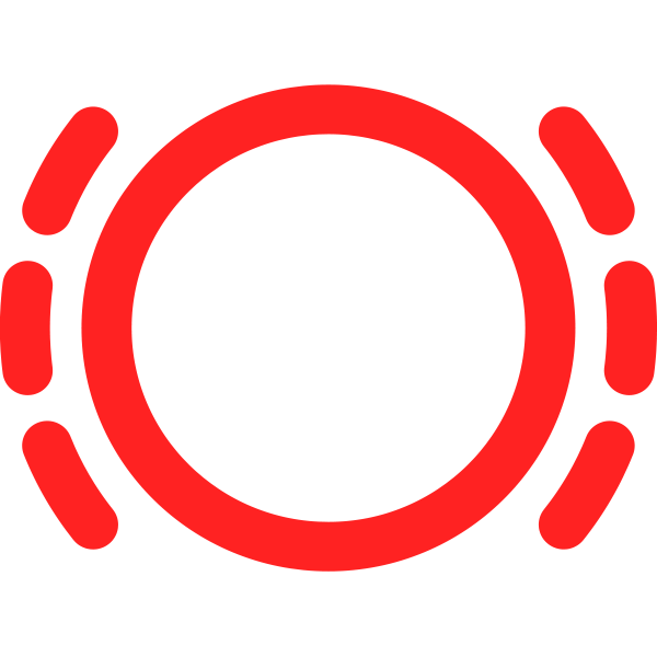 Brake pad warning symbol in red