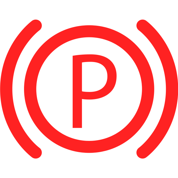 Hand brake / parking break symbol in red