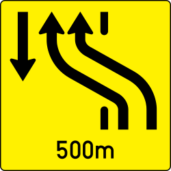 Temporary change in the direction of the lanes - Road Sign
