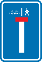 Dead end street with a passage for pedestrians and cyclists - Road Sign