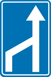 End of a lane - Road Sign
