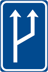 Begin of a new lane - Road Sign