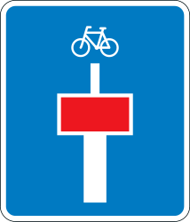 Dead end street with a passage for pedestrians and cyclists - Road Sign