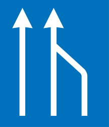 End of a lane - Road Sign