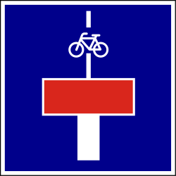 Dead end street with a passage for pedestrians and cyclists - Road Sign