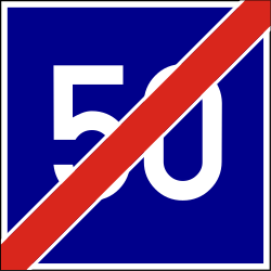 End of the recommended speed - Road Sign