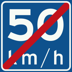 End of the recommended speed - Road Sign