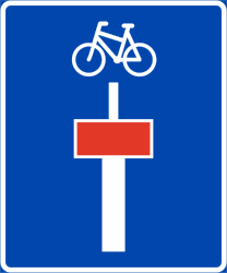 Dead end street with a passage for pedestrians and cyclists - Road Sign