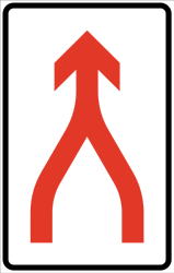 Two lanes are going to merge - Road Sign