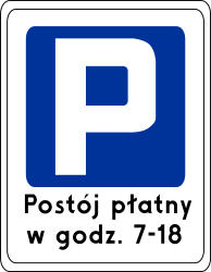 Begin of a parking zone - Road Sign