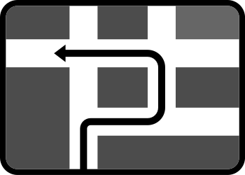 Route to be followed in order to turn left - Road Sign