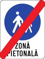 End of the zone for pedestrians - Road Sign