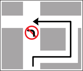 Route to be followed in order to turn left - Road Sign