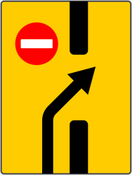 End of the changed direction of the lanes - Road Sign