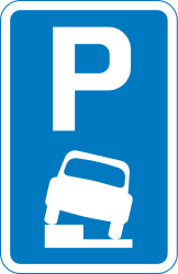 Parking only allowed partly on the road - Road Sign