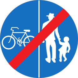 End of the divided path for pedestrians and cyclists - Road Sign