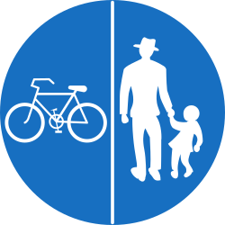 Path for cyclists and pedestrians divided is compulsory - Road Sign