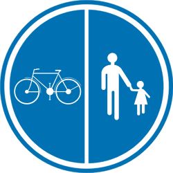 Path for cyclists and pedestrians divided is compulsory - Road Sign