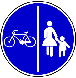 Path for cyclists and pedestrians divided is compulsory - Road Sign