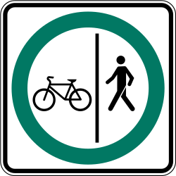 Path for cyclists and pedestrians divided is compulsory - Road Sign