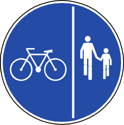 Path for cyclists and pedestrians divided is compulsory - Road Sign