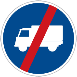 End of the lane for trucks - Road Sign