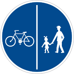 Path for cyclists and pedestrians divided is compulsory - Road Sign