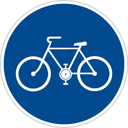 يجب أن يستخدم راكب الدراجة مسارًا إلزاميًا - لافتة طريق