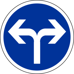 Turning left or right mandatory - Road Sign