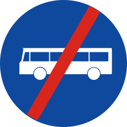 End of the lane for buses - Road Sign