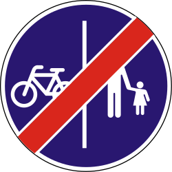 End of the divided path for pedestrians and cyclists - Road Sign
